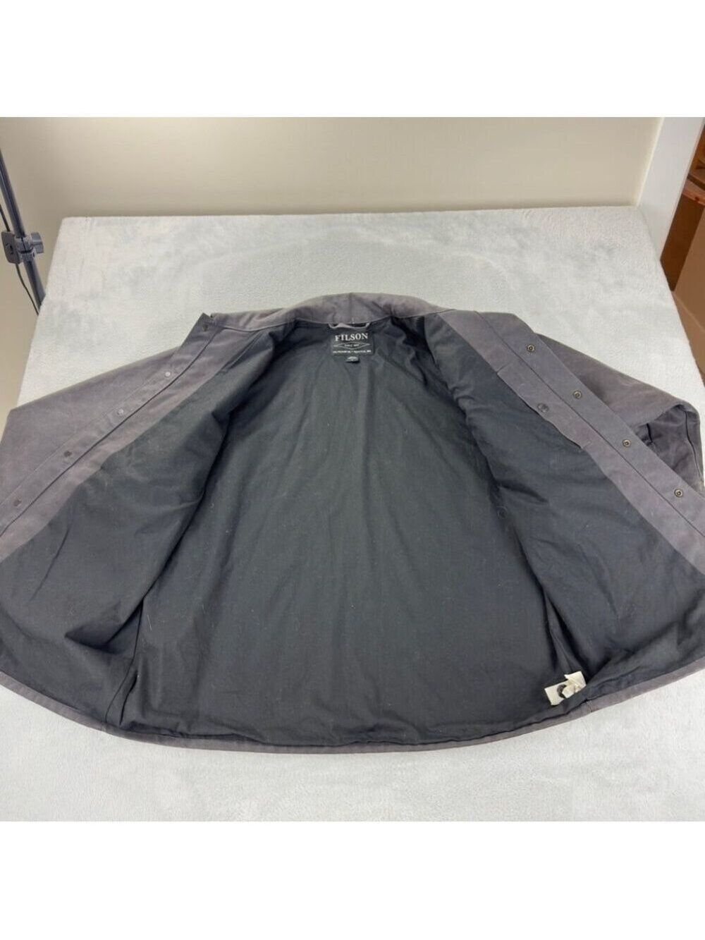 CC Filson Tin Cloth Short Lined Cruiser Jacket Mens XL Black Waxed Canvas - Picture 3 of 16